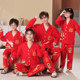Family of three parent-child pajamas pure cotton long-sleeved spring and autumn children's pajamas boys and girls home clothes family set