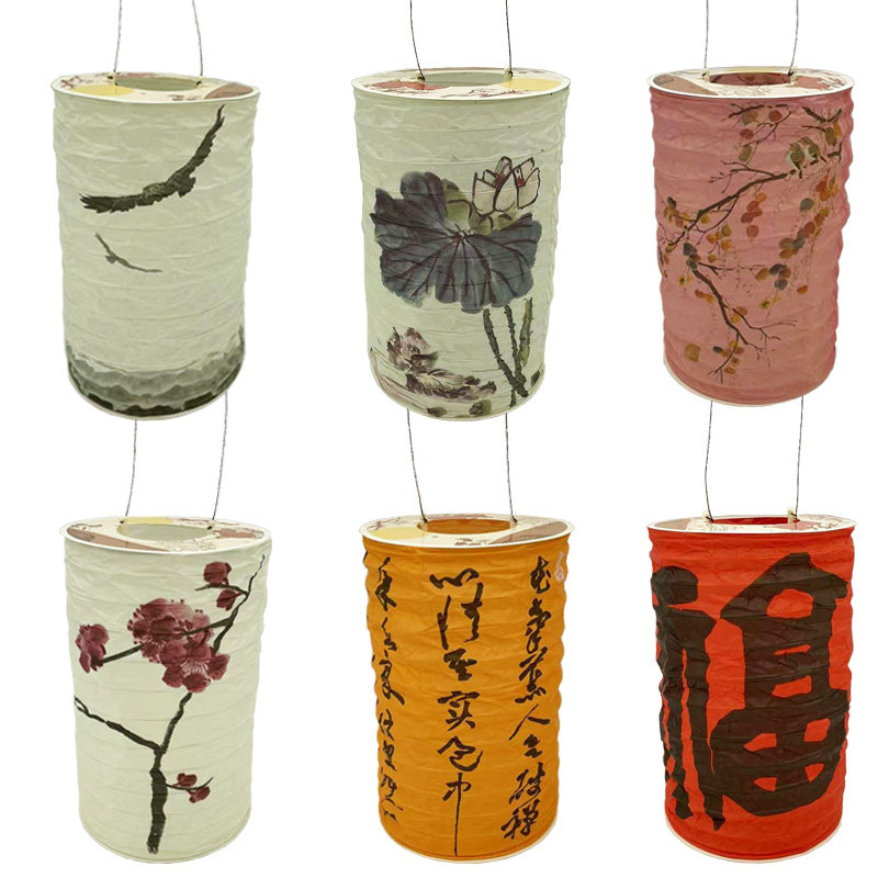 Antique paper lantern round organ lantern decoration Mid-autumn children's portable traditional national style colored lantern pendant