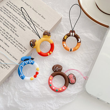 Ins style cartoon little finger ring bracelet silicone anti-fall pendant u disk key chain universal pendant anti-fall female and male couple mobile phone accessories japanese and korean style cute internet celebrity mobile phone case pendant