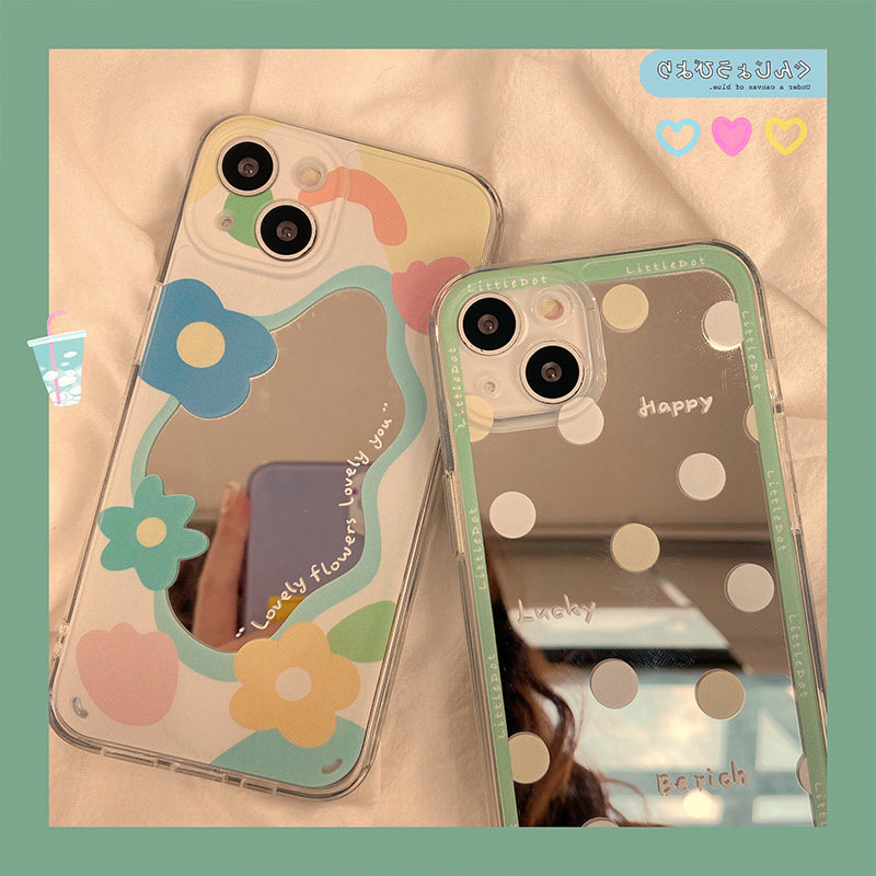 Net red flower wave points applicable iPhone13 12promax Apple 11 mirror mobile phone protective shell silicone xs xr female new xsmax anti-fall 7p protective sheath 8p