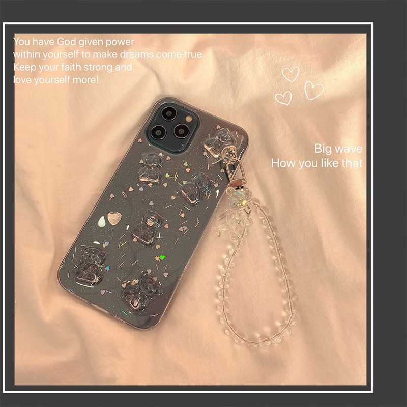 ins Wind Stereo Bear Apple 13 12Pro Max wristband bracelet phone case iPhone 11 X XS XR silicone gel 8plus woman 7p anti-fall