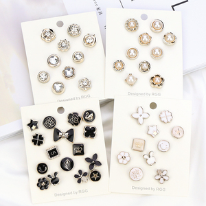 免缝防走光隐形衬衫暗扣镶钻珍珠钉