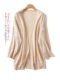 Shengyan 100% Pure Cashmere Thin Cardigan Mid-Length V-Neck Loose Knit Sweater Shawl Coat