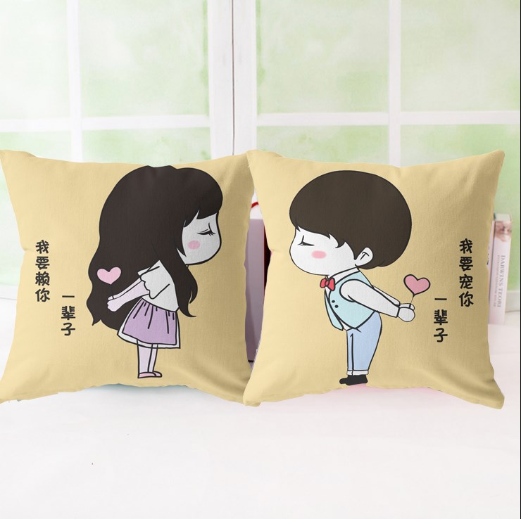 Couples holding pillows couple a custom car on the back cushions a cute cuddle quilt dual-use folding quilt