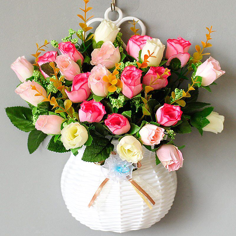 Hanging Wall Flower Basket Flower Suit Hanging Accessories Wall-mounted Wall Plastic Fake Flowers Indoor Double 11 Wall School Decorated Flowers
