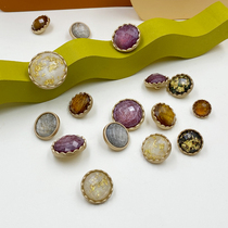 Vintage flat button round wild style small fragrance metal button skirt shirt cashmere coat top female