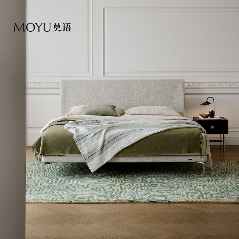Moyu/Kata Bed Modern Simple Fabric Removable and Washable Master Bedroom Double High Bed Small Apartment Edge-To-Edge Bed Moyu/Kata Bed Modern Simple Fabric Removable and Washable Master Bedroom Double High Bed Small Apartment Edge-To-Edge Bed
