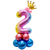 Childrens birthday atmosphere crown number gradient pink balloon combination birthday scene atmosphere decoration arrangement 1465