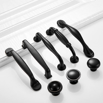 Black handle American modern simple zinc alloy wardrobe cabinet door single hole handle matte black shower room handle