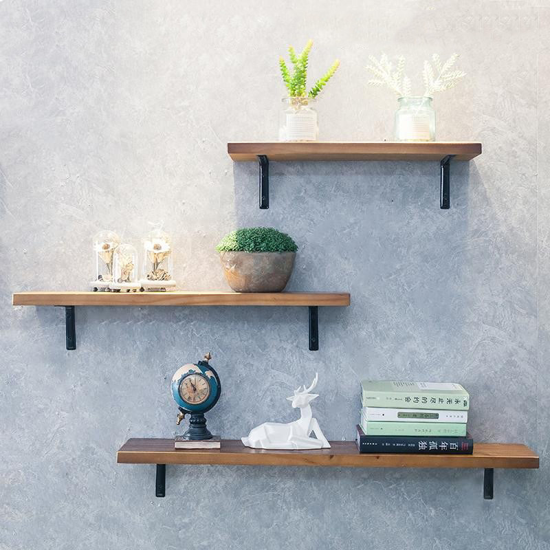 Wall shelf solid wood partition retro wall hanging living room shelf decoration bookshelf wine rack kitchen storage rack