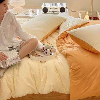 Class a full cotton mother and baby indian cotton four-piece set 100 naked sleeping knitted cotton bed sheet pure cotton bed cover quilt cover solid color good product