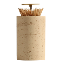 Travertine toothpick holder push-type toothpick box automatically pops up household high-end personalized creative exquisite light luxury toothpick box
