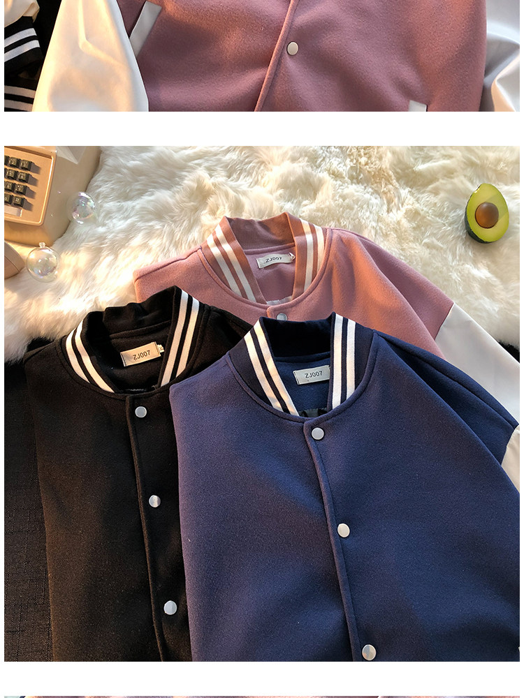 Одежда модная солнца защиты 日系cityboy黑白拼接外套oversize高街男vintage棒球服夹克情侣装