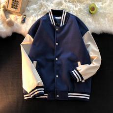 Одежда модная солнца защиты 日系cityboy黑白拼接外套oversize高街男vintage棒球服夹克情侣装