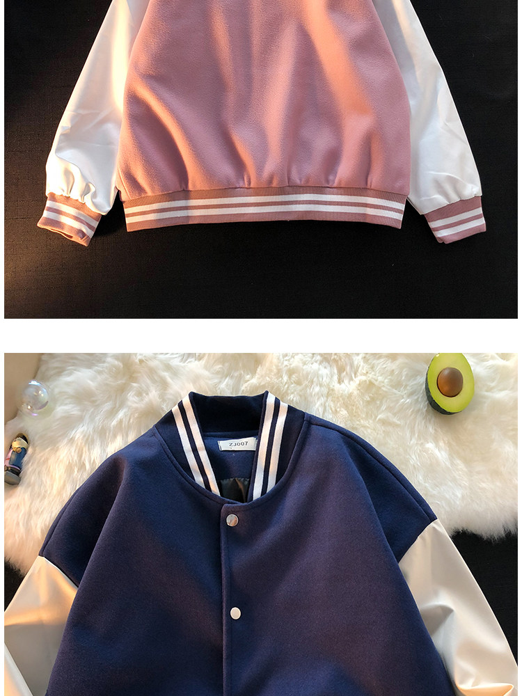 Одежда модная солнца защиты 日系cityboy黑白拼接外套oversize高街男vintage棒球服夹克情侣装