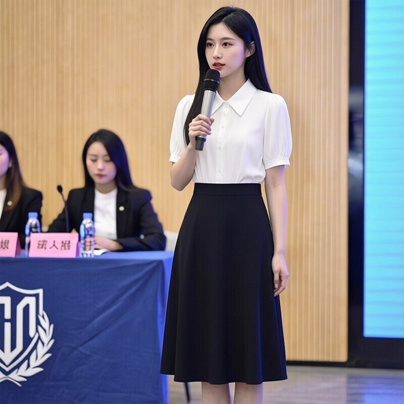 White Shirt for Women, New Summer Style, Formal Chiffon Short-Sleeved Shirt for Teacher Interviews, Hostess, and Women's Commuting Suit