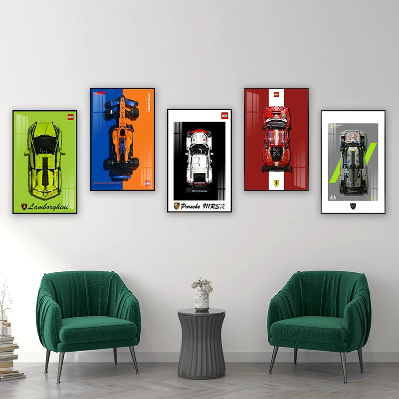 Lego, Lamborghini, ferrari, конструктор, фоторамка, Porsche
