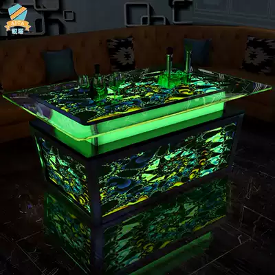 Spot KTV special luminous coffee table colorful lighting bar table European club stainless steel ktv Table Customization