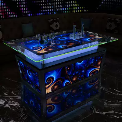 2021 new custom KTV special coffee table tempered glass bar colorful light high grade marble table