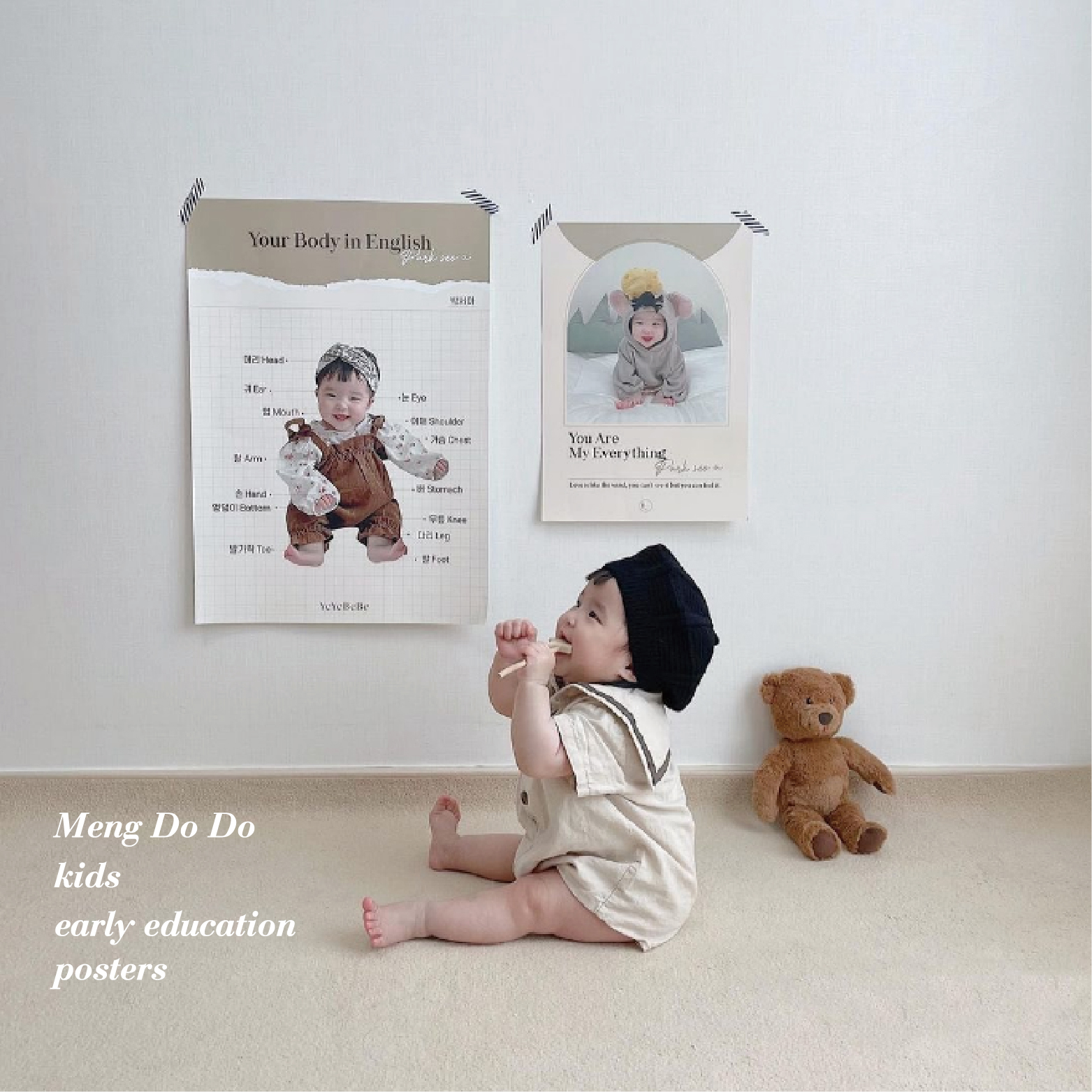 Baby Photo Custom INS Wind Children's room English Early teaching Poster Decorative Photo Painting Poster LIVE CUT