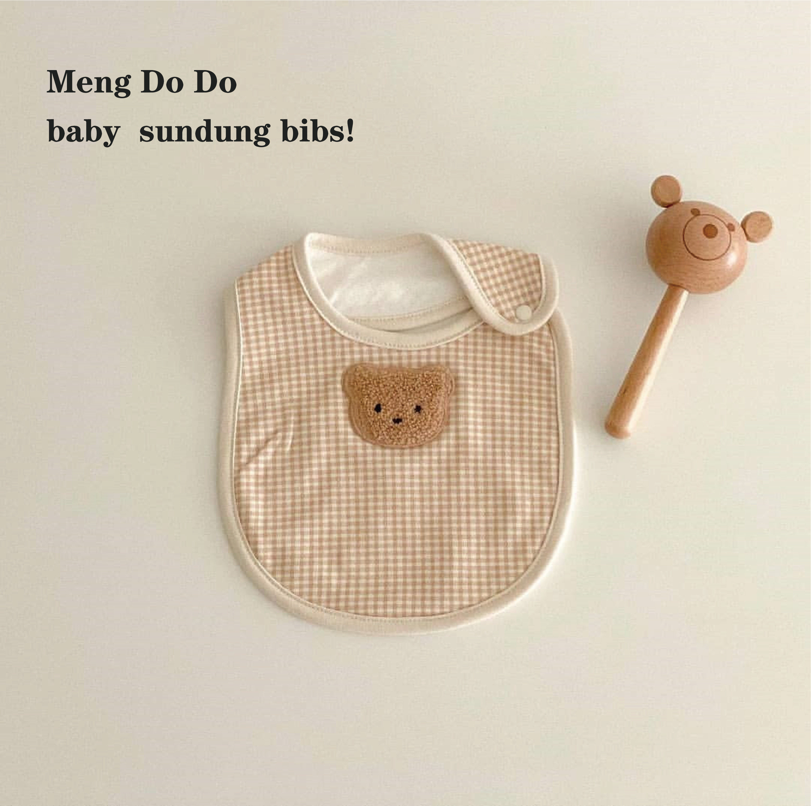 Mengdodo baby cotton Cubs bib newborn saliva towel dark buckle bib
