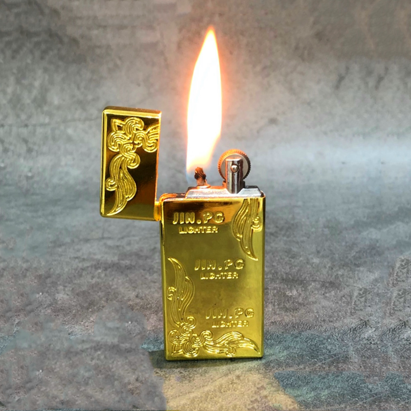 Creative Personality Lighter Kerosene Steel Soundlighter Wire Drawing Grinding Wheel Copper Lighter Male Slim