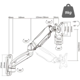 Кронштейн для монитора North Arc, настенный перфорированный кронштейн для компьютера, механическое повышение, растягивающаяся подъемная консоль, 17-32 дюйма