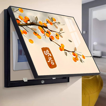 Electric meter box decorative masking painting that can be flipped up without punching holes