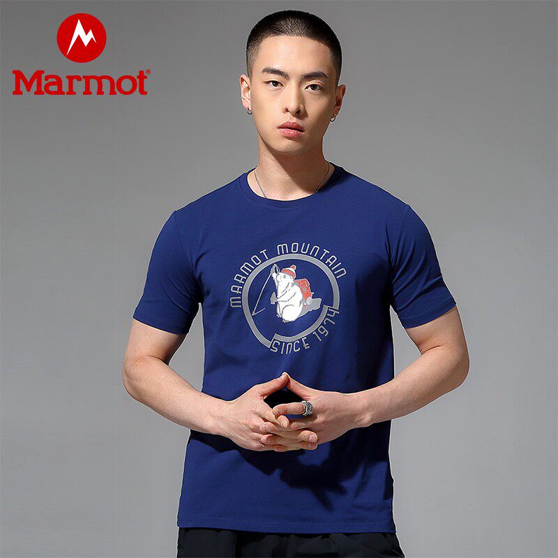 Marmot New Summer Sports Outdoor Print Casual Breathable Fashion Men's Short Sleeve Cotton T-Shirt
