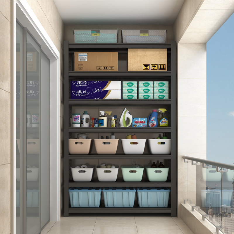 Balcony rack shelf floor-to-ceiling multi-layer movable home living room warehouse utility room basement storage layer shelf