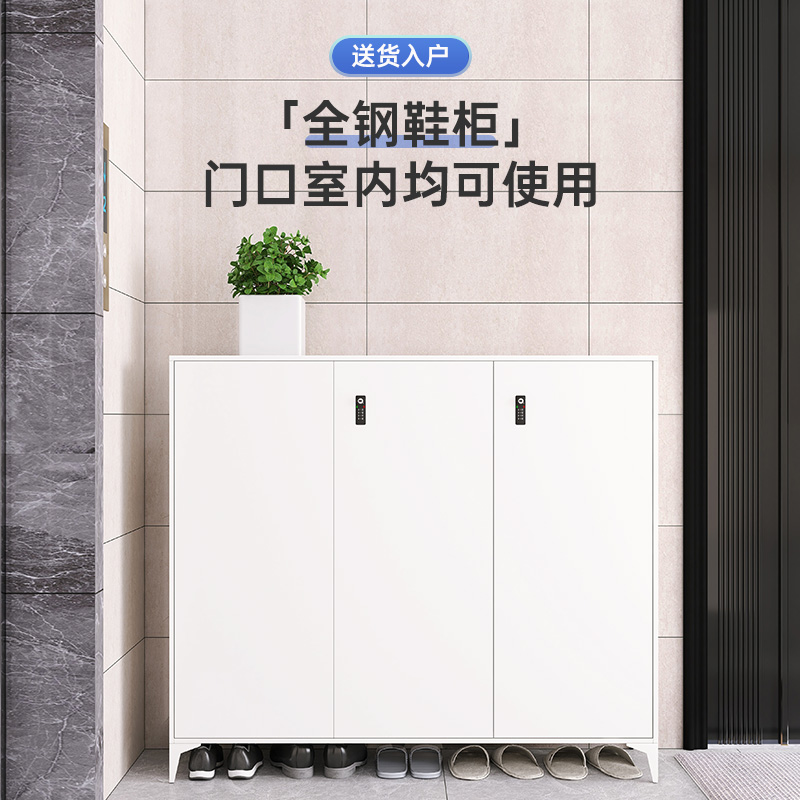 Nellie Steel Shoe Cabinet with Lock Household Shoes Frame Modern Foyer Avenue Messier Iron Cabinet Locker