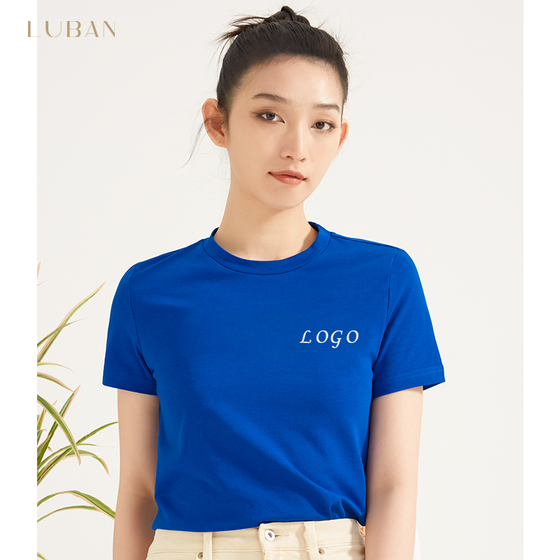 Advanced pure cotton short sleeves custom T-shirt Inprint logo photo pattern diy embroidered character summer overalls tailor-made work clothes