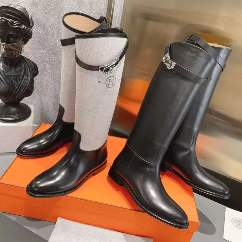 Kelly Buckle High Boots for Women, Autumn and Winter 2026 New Vintage Versatile H Brand Knight Boots, Genuine Leather Knee-High Boots for Women Kelly Buckle High Boots for Women, Autumn and Winter 2026 New Vintage Versatile H Brand Knight Boots, Genuine Leather Knee-High Boots for Women