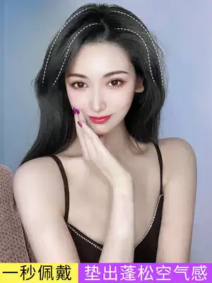 Real hair full hand-woven wigs one-piece seamless invisible wig pad hair piece hair root top fluffy thickening patch