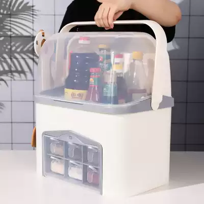 Kitchen multifunctional condiment seasoning seasoning storage box reorganization box rack bottle jar four-grid one-piece combination set