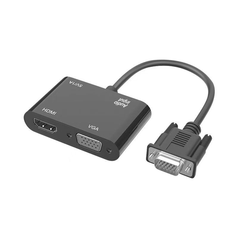 Vga to HDMI Splitter for Dual-Screen Output, Monitoring Video, Computer Host, Tv, Projector, High-Definition Monitor