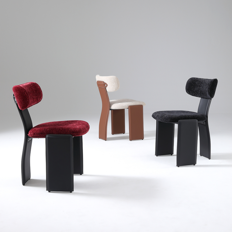 Italian Minimalist Dining Chair, Home Saddle Leather, Starry Sky Chenille Fabric Stool, Designer Chair, Internet-Famous Makeup Chair Italian Minimalist Dining Chair, Home Saddle Leather, Starry Sky Chenille Fabric Stool, Designer Chair, Internet-Famous Makeup Chair
