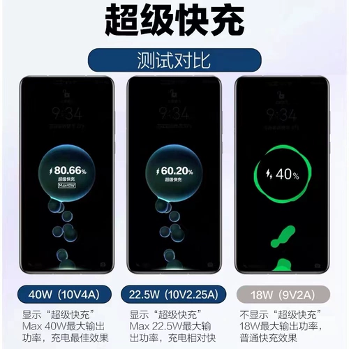 Применимо Huawei Honor Max40W Зарядное устройство Super Fast Fasting Huwei Mate20/30/40EPRO зарядка HEAD NOVA5/6/7SE HONT V30/30S/X40I Зарядка кабельная штека
