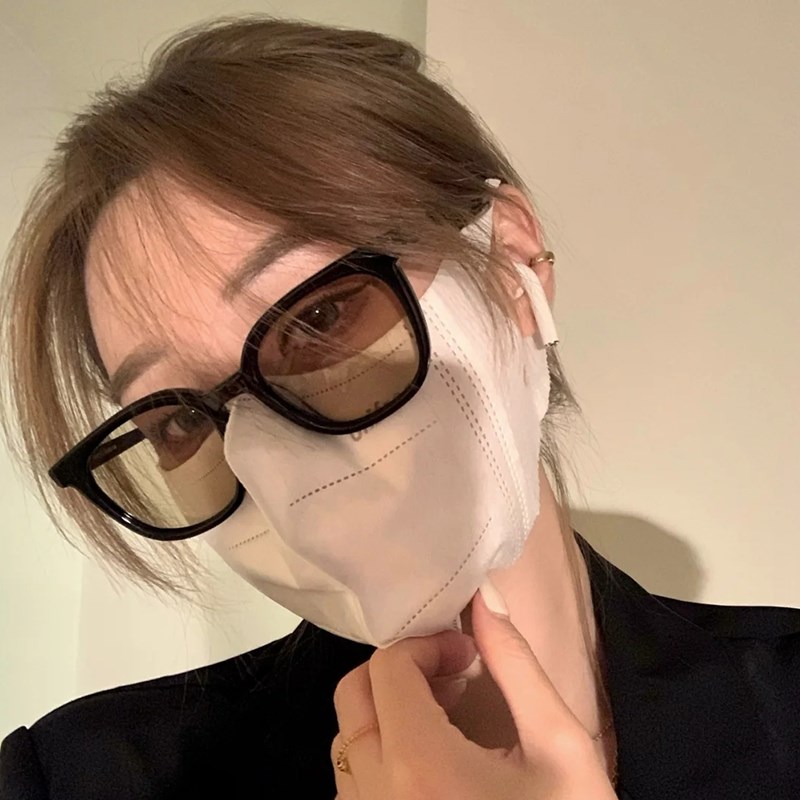 gm black frame tea sunglasses female sensation in 2022 new tide face and skinny sunglasses