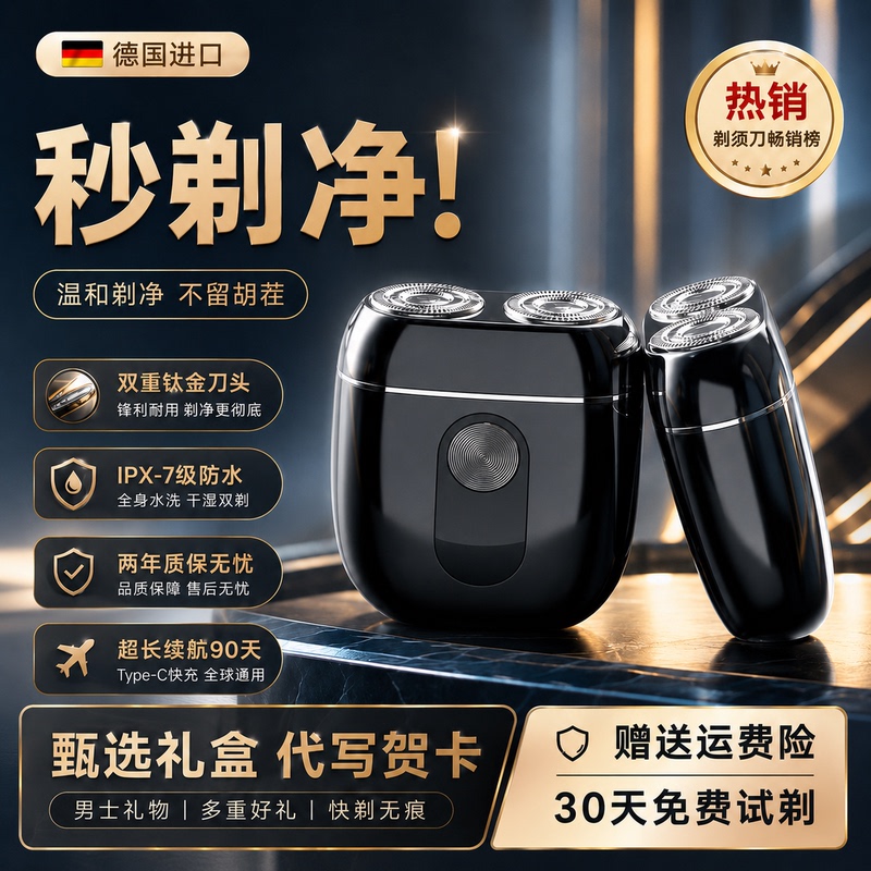 [Imported from Germany] Men's Electric Shaver, Mini Portable Reciprocating Razor, Gift for Boyfriend or Dad