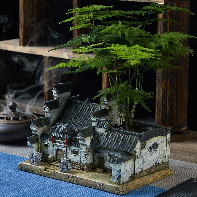 Creative Micro Landscape Chinese Style Retro Flower Pot Pendulum Construction Indoor Office Desktop Zen plant Potted plant decoration