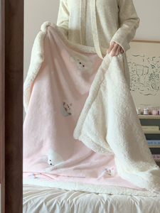 Autumn and Winter Thickened Soft Milk Velvet Lamb Fleece Blanket for Girls, Single or Double, Warm Nap Blanket, Sofa Bed