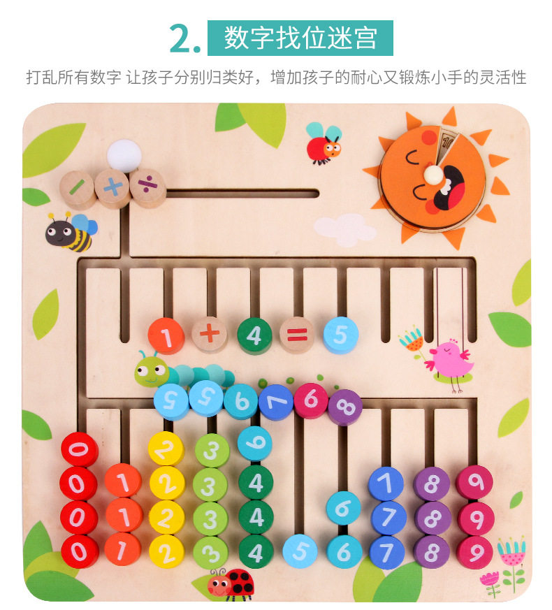 Развивающая игрушка 儿童早教数学益智启蒙玩教具小学生加减法运算教具数字找位认知板 Wisdom of the heart