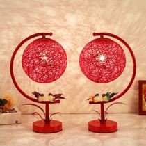 Simple room household decoration desk lamp wedding dowry lamp a pair of light luxury net red ever light lamp wedding bedside lamp