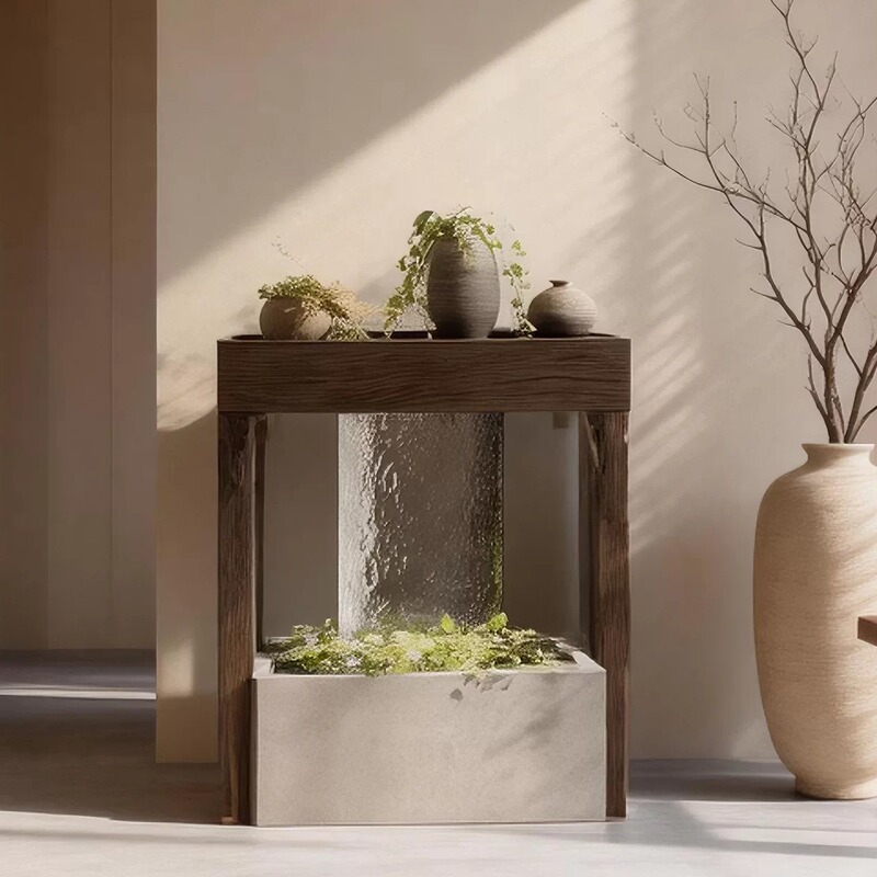 Modern Minimalist Entrance Door Natural Wood Flowing Water Ornament Indoor Self-Circulating Decorative Water Feature Living Room Floor-Standing Ornament