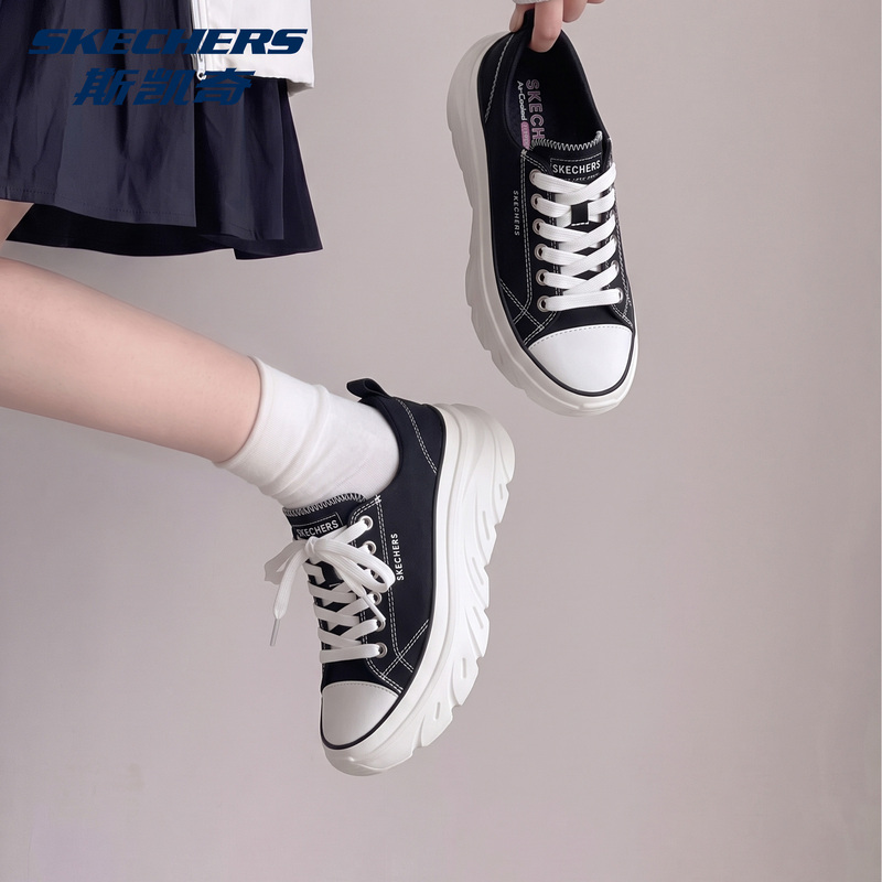 Skechers Women's Fashionable Casual Breathable Comfortable Lightweight Cushioning Height-Increasing Thick-Soled Sports Canvas Shoes Student Shoes Skechers Women's Fashionable Casual Breathable Comfortable Lightweight Cushioning Height-Increasing Thick-Soled Sports Canvas Shoes Student Shoes