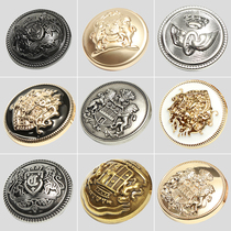 Crown metal button Buttons Accessories Big Clothes Button Retro College Wind School Suit Men Suit Buttoned Silver Round Button