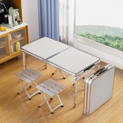 Outdoor Portable Stall Foldableing Table Can Be Raised and Lowered, Installation-Free, Night Market Stall Table, Camping Style Picnic Table and Chair Set