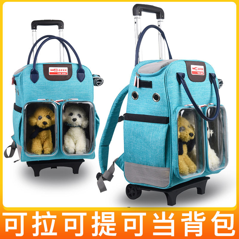 Pet Out Portable Pull Lever Case Hand Double Shoulder Space Cabin Large Capacity Two Kitty Backpack Dog Bag-Taobao