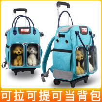 Pet Out Portable Pull Lever Case Hand Double Shoulder Space Cabin Large Capacity Two Kitty Backpack Dog Bag